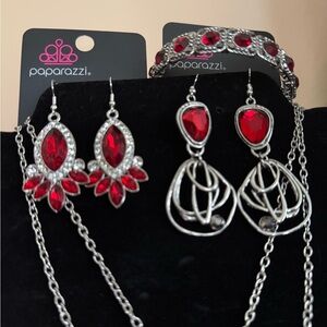 Paparazzi Dazzling Red and Silver Earrings